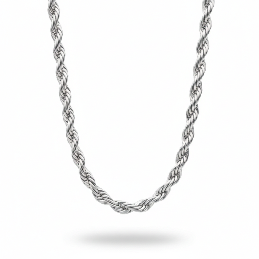Silver rope chain 6mm necklace made of 925 sterling silver
