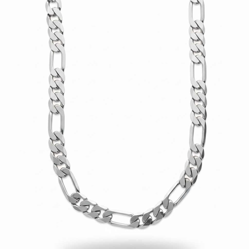 Silver Figaro chain 6mm in 925 sterling silver by Prestige Jewelry