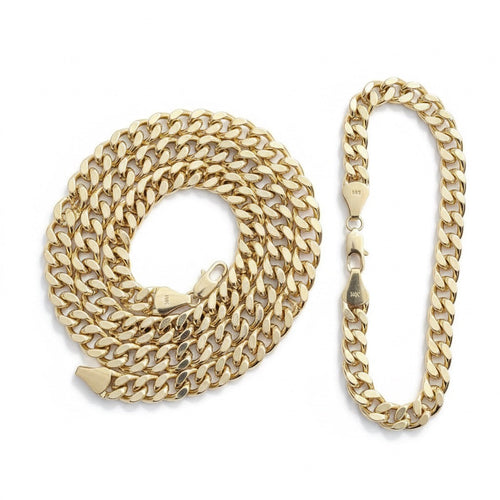 14K Gold Cuban Set bracelet with durable link design