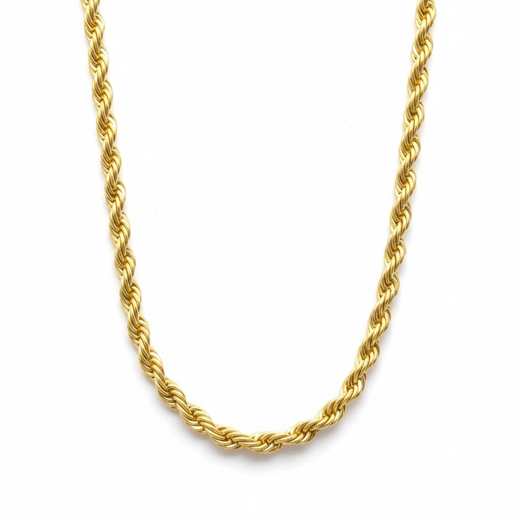 Gold rope chain 24in 4mm necklace in 14K gold