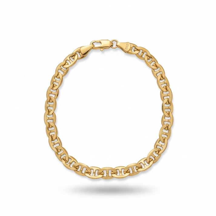Gold mariner link bracelet 8in 6mm in solid 14K gold