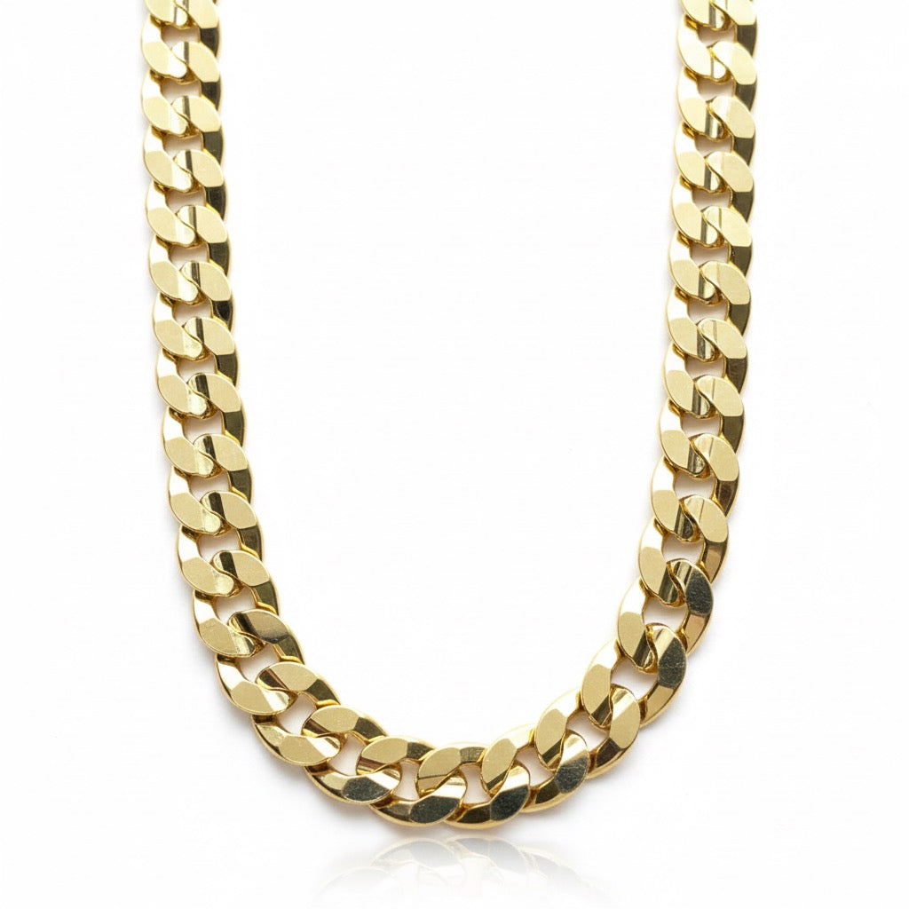 Gold Cuban link chain 30in 10mm in solid 14K gold necklace