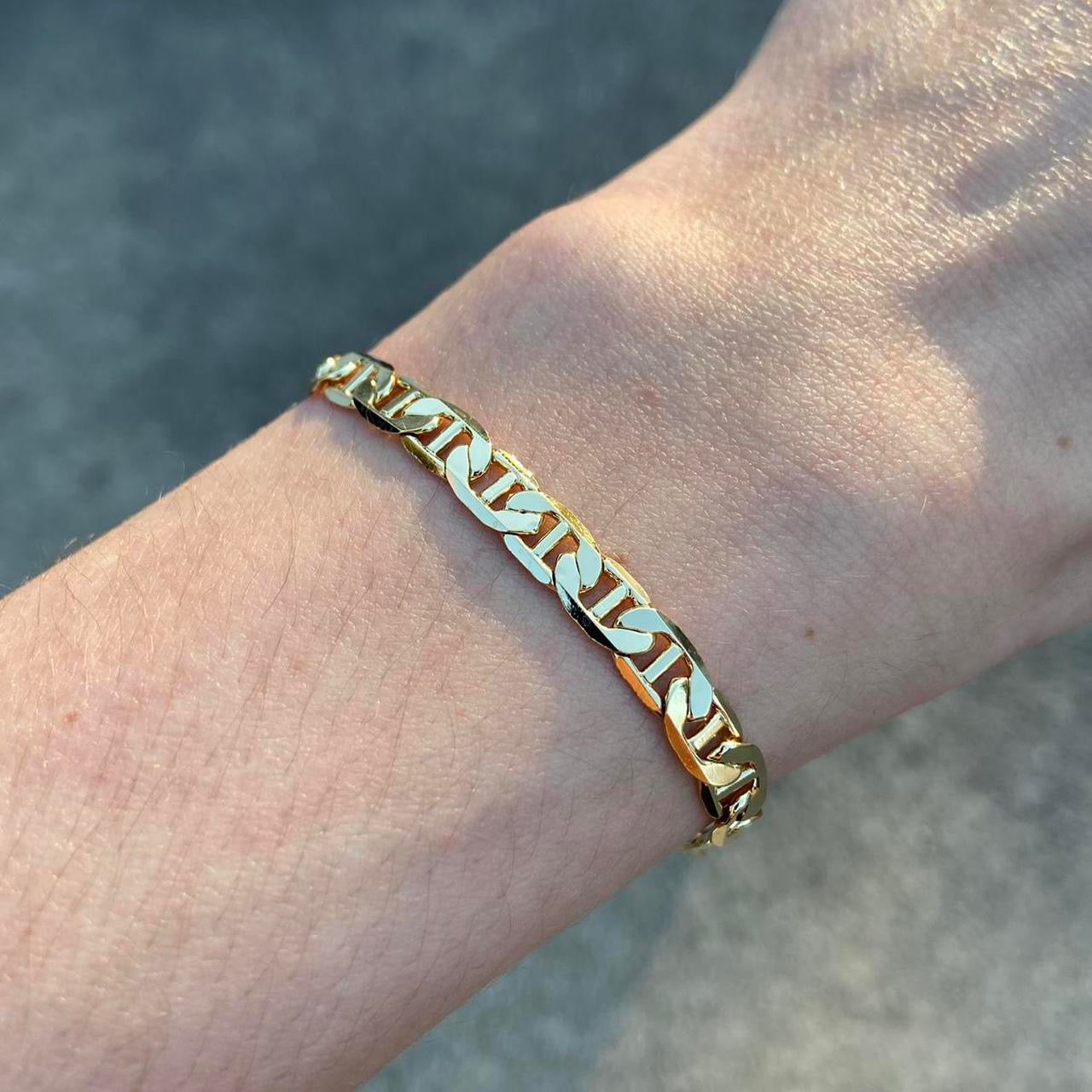 14k Gold Layered Mariner Link Bracelet 8in 6mm - Prestige Jewelry