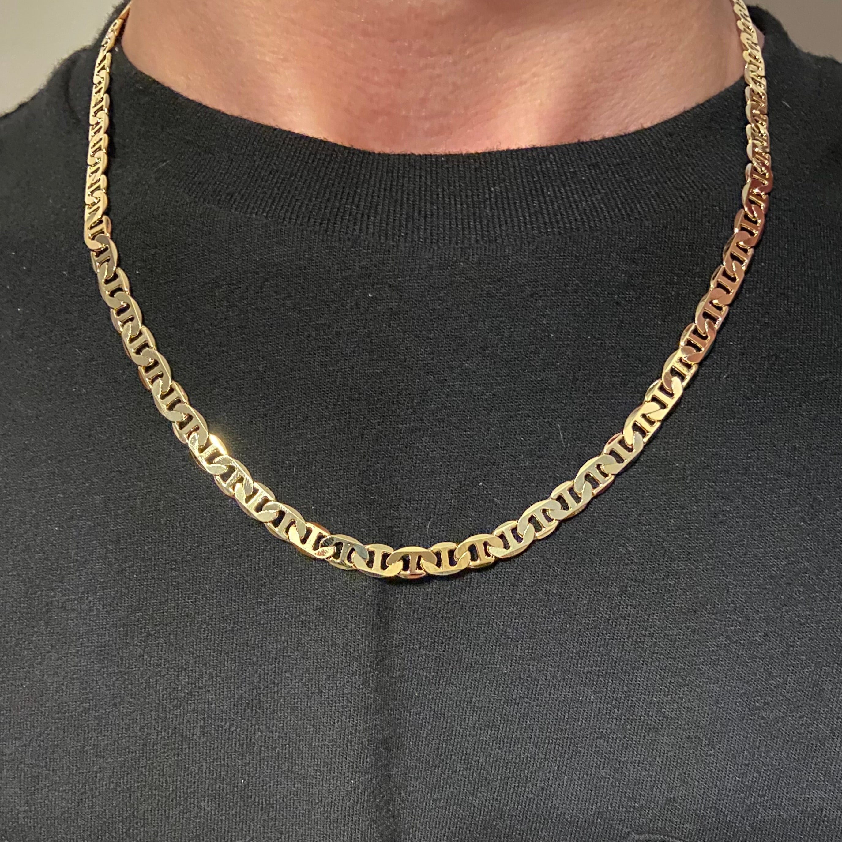 14k Gold Layered Mariner Link Chain 20in 6mm - Prestige Jewelry